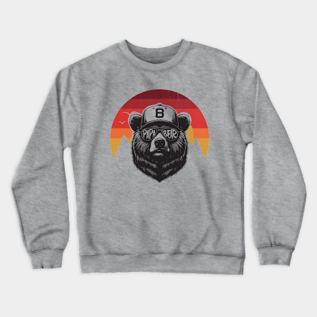 Retro Vintage Papa Bear Crewneck Sweatshirt by susanne.haewss@googlemail.com